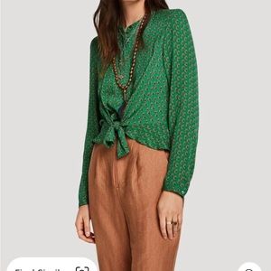 Top With Tie Detail In Green